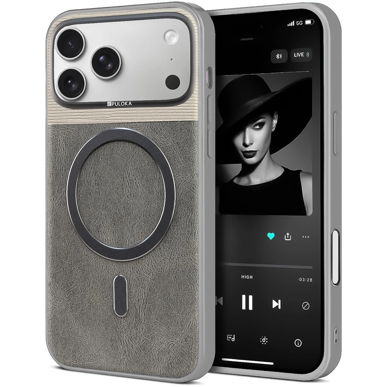 DL3 Mobilak Leather Wallet Case with Card Slot for iPhone 17 Pro Max with Camera Protection and MagSafe Compatibility