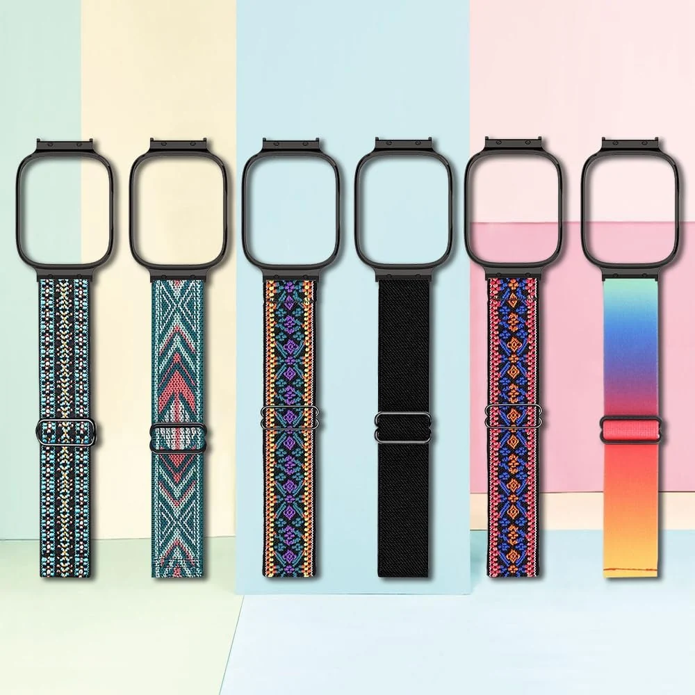 DL3 Mobilak Strap Compatible with Xiaomi Mi Watch Lite/Redmi Watch Bracelets, Nylon Replacement Strap Sport PU Protective Case + Watch Strap For Xiaomi Mi Watch Lite With Metal Cover - Black