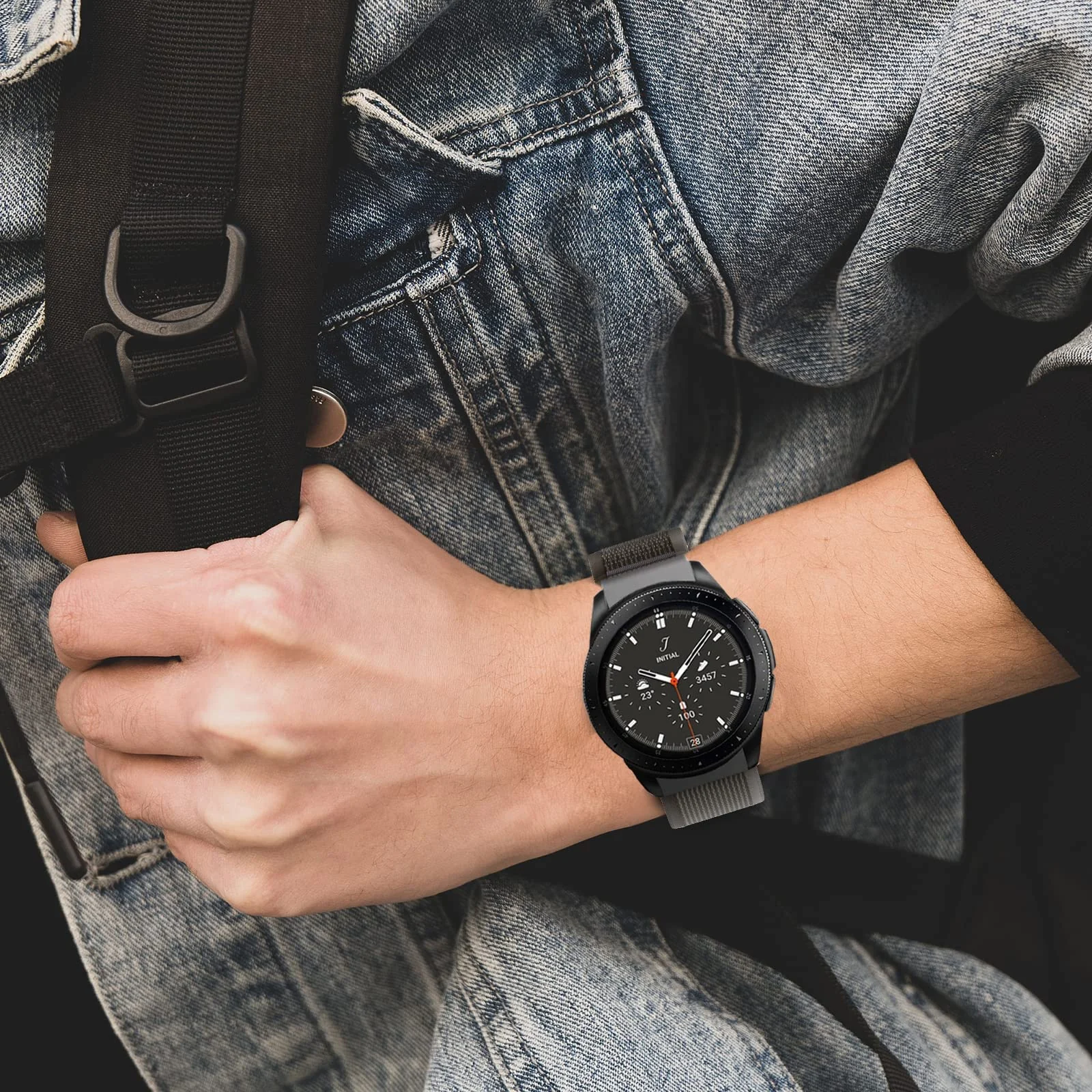 DL3 MOBILAK Alpine Loop Bands Sport Nylon Solo Loop 22MM Compatible with Samsung galaxy watch 3 45mm/watch 46mm/Gear S3/Huawei watch GT3 46MM/GT2E/GT2 Pro/GT2 46MM/Compatible - Black Gray