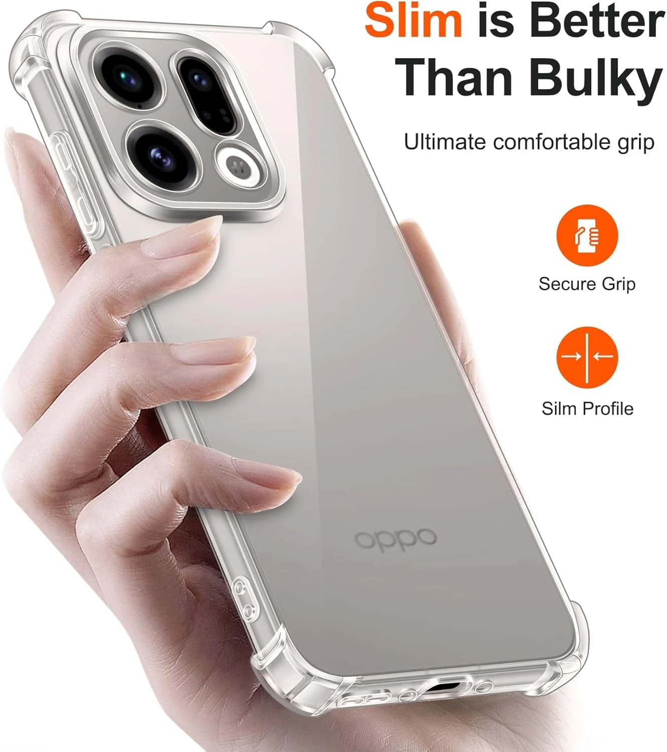 DL3 Mobilak Case Compatible with OPPO Find X9, Cover Silicone Transparent TPU Gorilla Anti-shock Protector Camera Shockproof Corners - Clear