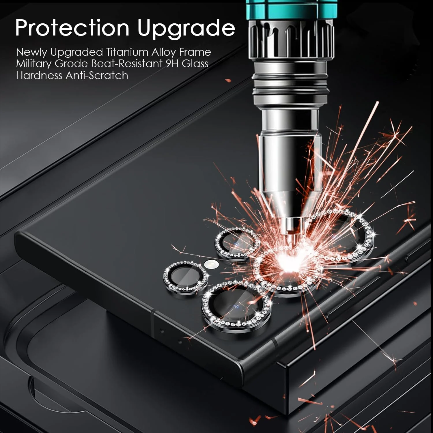 DL3 Mobilak Camera Lens Protector for Samsung Galaxy S23 Ultra, Camera protection, Shock-absorbing protection, Scratch-resistant surface - Diamond Black