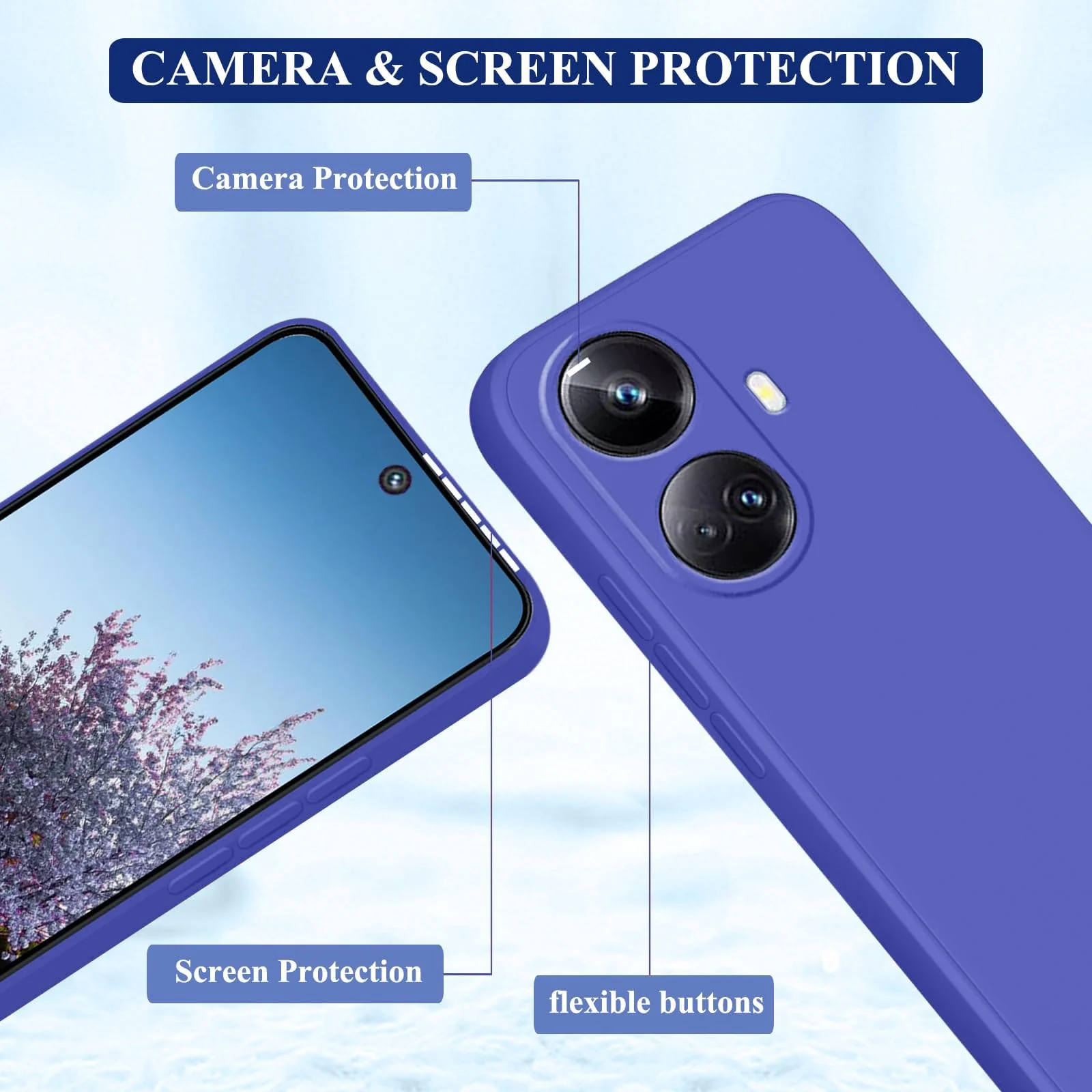 DL3 Mobilak Silicone Protective Case for realme 10 pro plus, Shock-absorbing protection, Scratch-resistant surface, Soft microfiber lining - Light Blue