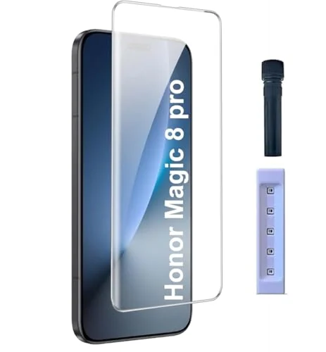 DL3 Mobilak Screen Protector Honor Magic 8 Pro 5G [Liquid UV Tempered Glass] Full Screen adhesive [Sensitive Touch][Fingerprint Sensor Compatible] HD - Clear