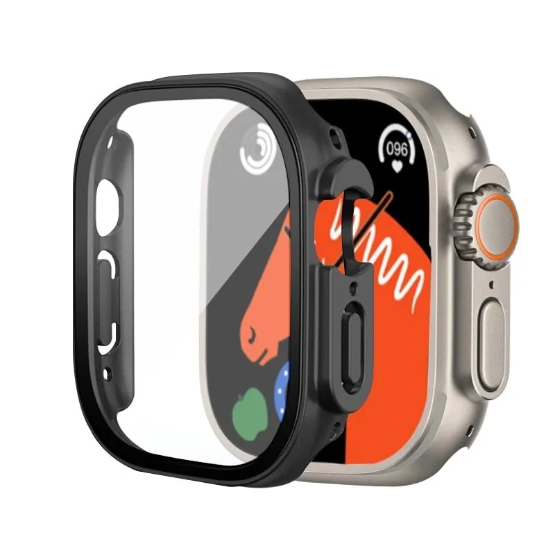 DL3 Mobilak Silicone Magnetic Band with Case For Apple Watch Ultra 49mm, Soft Sport Silicone Replacement Wristband Strap with Protective Bumper Cover for Apple Watch Ultra 2 Ultra 49mm - Black
