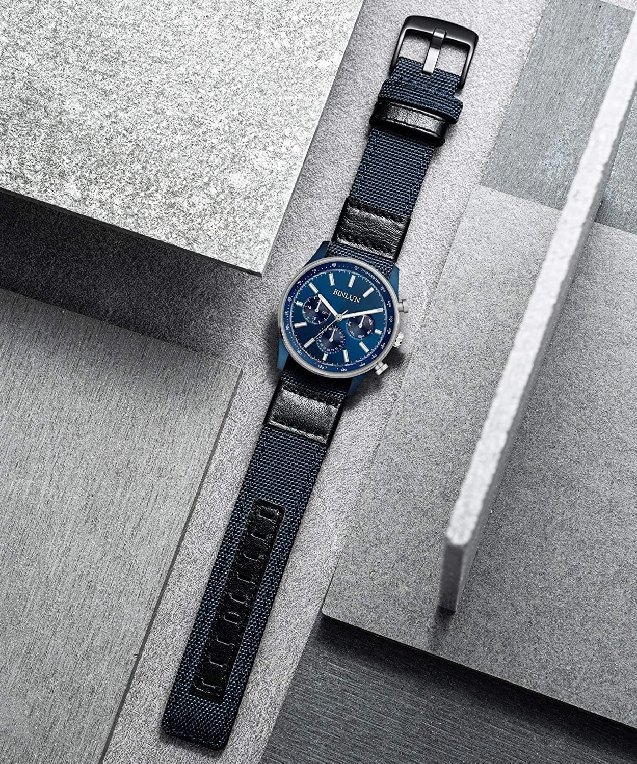 DL3 Mobilak Nylon Sports Bands With Leather 20MM Strap for Samsung Gear Sport, Watch 6, 4, 5, 5 Pro, S2 Classic, Active 2 40mm 44mm, Amazfit GTS 3, 4, 4 Mini, Bip 3 Pro, GTS2, Bp U - Blue