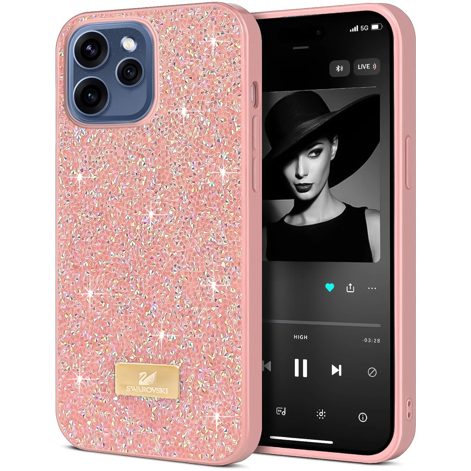5.5 — DL3 Mobilak Case for OPPO Reno 15 Pro Glitter, Sparkle Diamond Crystal Bling Case with Bling, Ultra Thin Lightweight Full Body Shockproof Anti-Scratch Protective Cover