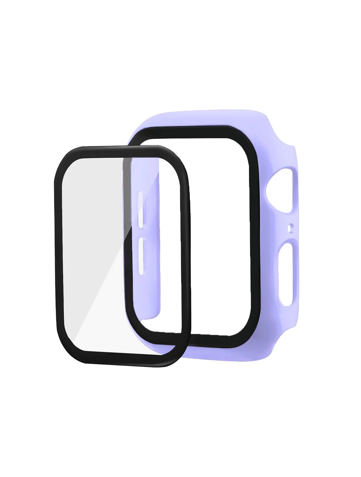 DL3 Mobilak Band with Case Compatible with Apple Watch 45mm, Adjustable Silicone Sport Wristband Replacement, Strap With Cover Built-in Glass Screen Protector for iWatch Series 9 8 7 - Light Purple