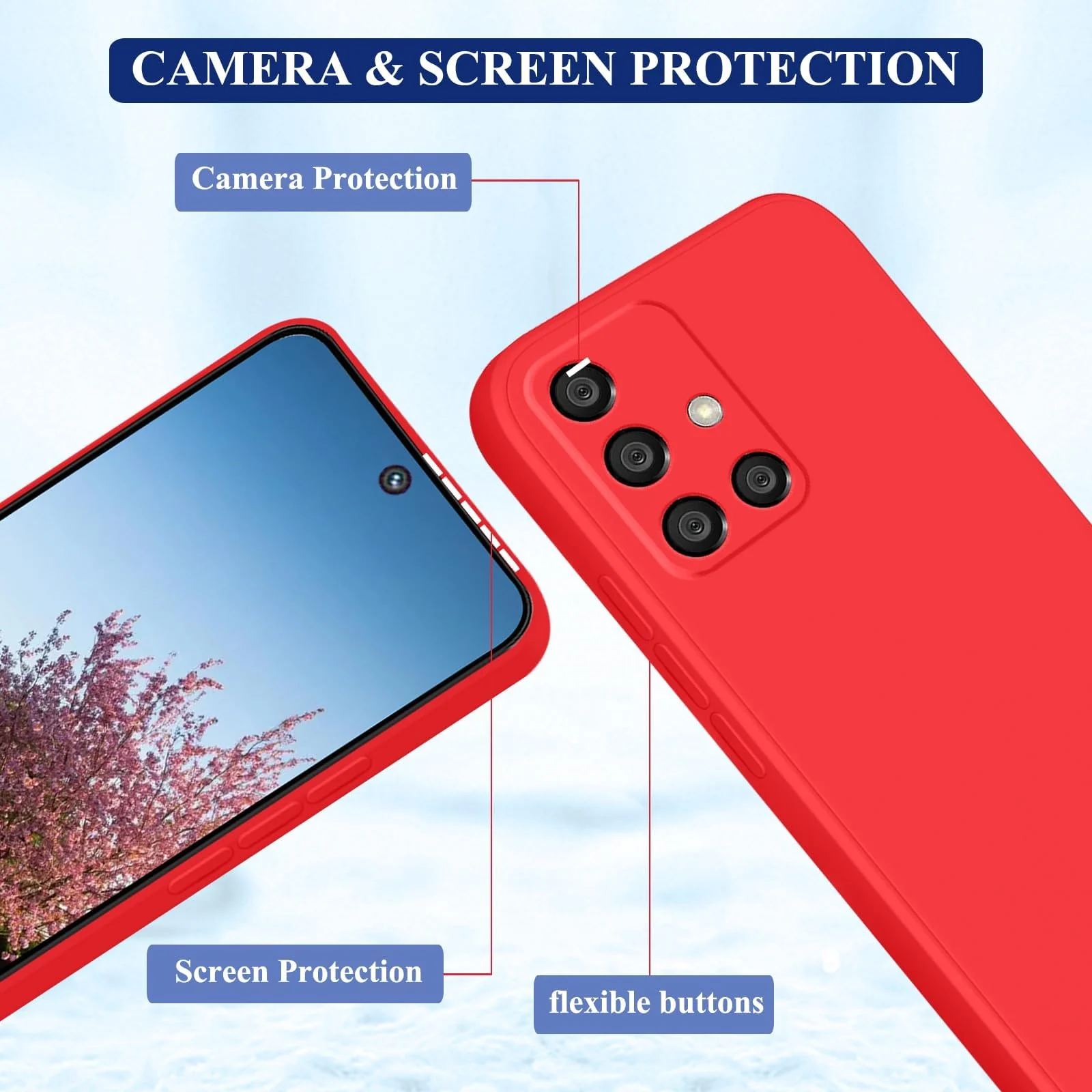 DL3 Mobilak Soft Silicone Protective Case for Samsung Galaxy A51 with Microfiber Lining and Shockproof Design - Red