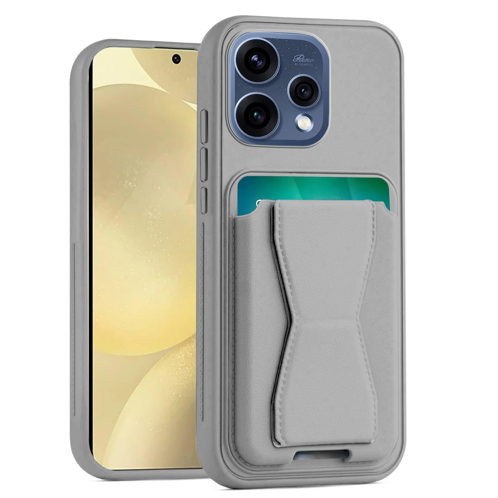 Dl3 Mobilak Leather Wallet Case Compatible with OPPO Reno 15 5G, Leather Back Cover With TPU Frame, Shockproof Protective Phone Case with Card Holder Stand - Black