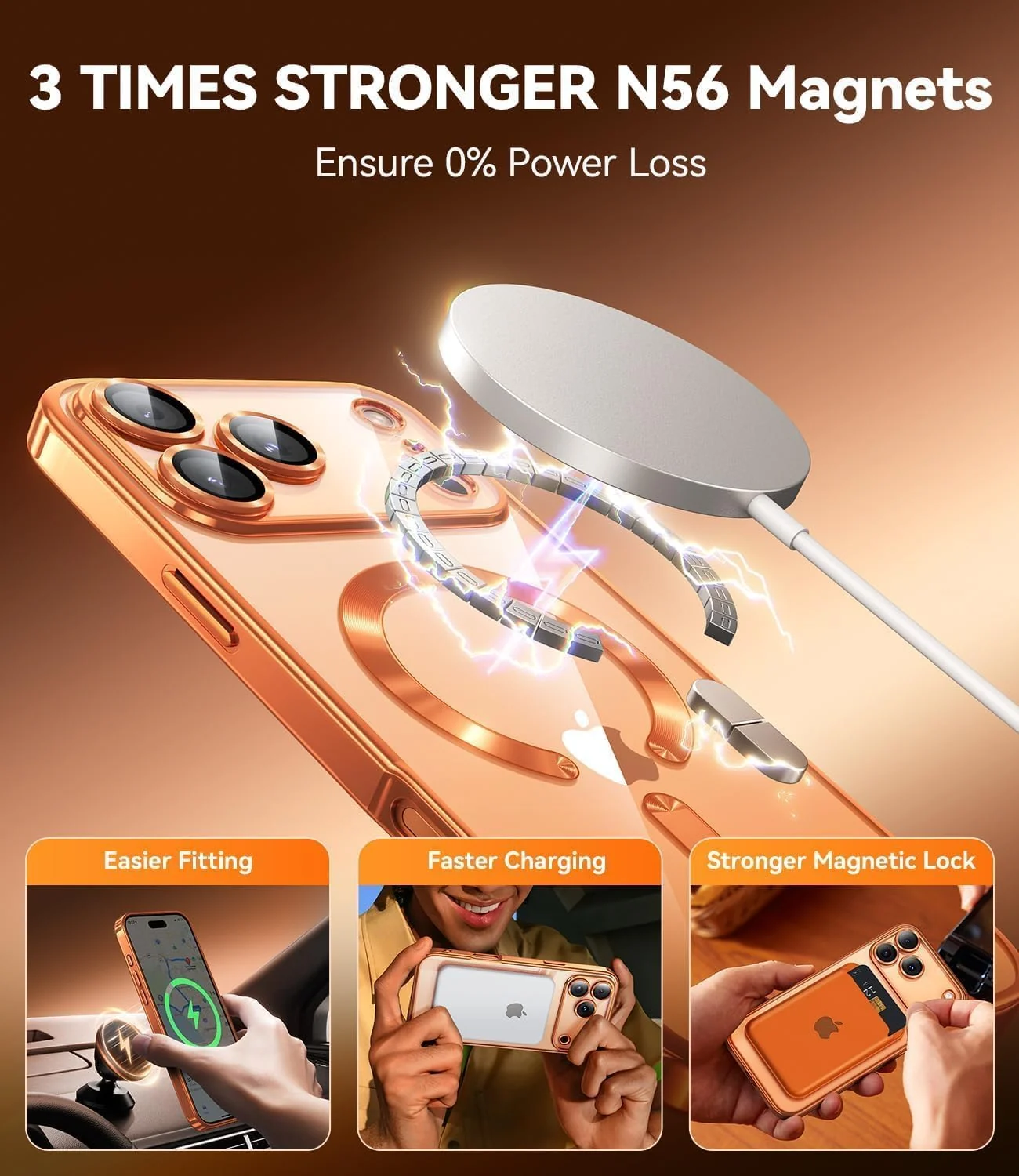 DL3 Mobilak Plated-Edge Protective Case for iPhone 17 Pro, Compatible with MagSafe accessories, Supports wireless charging, Camera protection - Orange