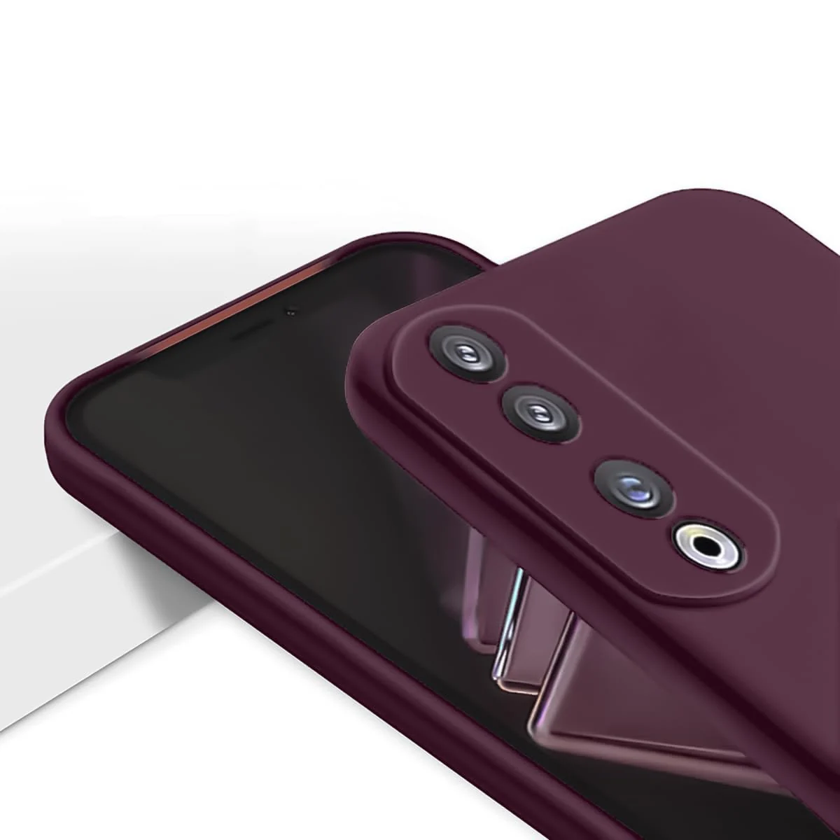 DL3 Mobilak Silicone Protective Case for Honor 90, Shock-absorbing protection, Scratch-resistant surface, Soft microfiber lining - Wine Red