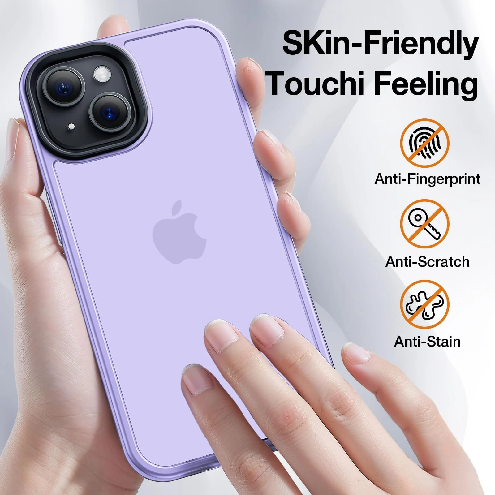 DL3 Mobilak Matte Protective Case for iPhone 13 / iPhone 14 with Camera Protection and Shockproof Design - Light Purple