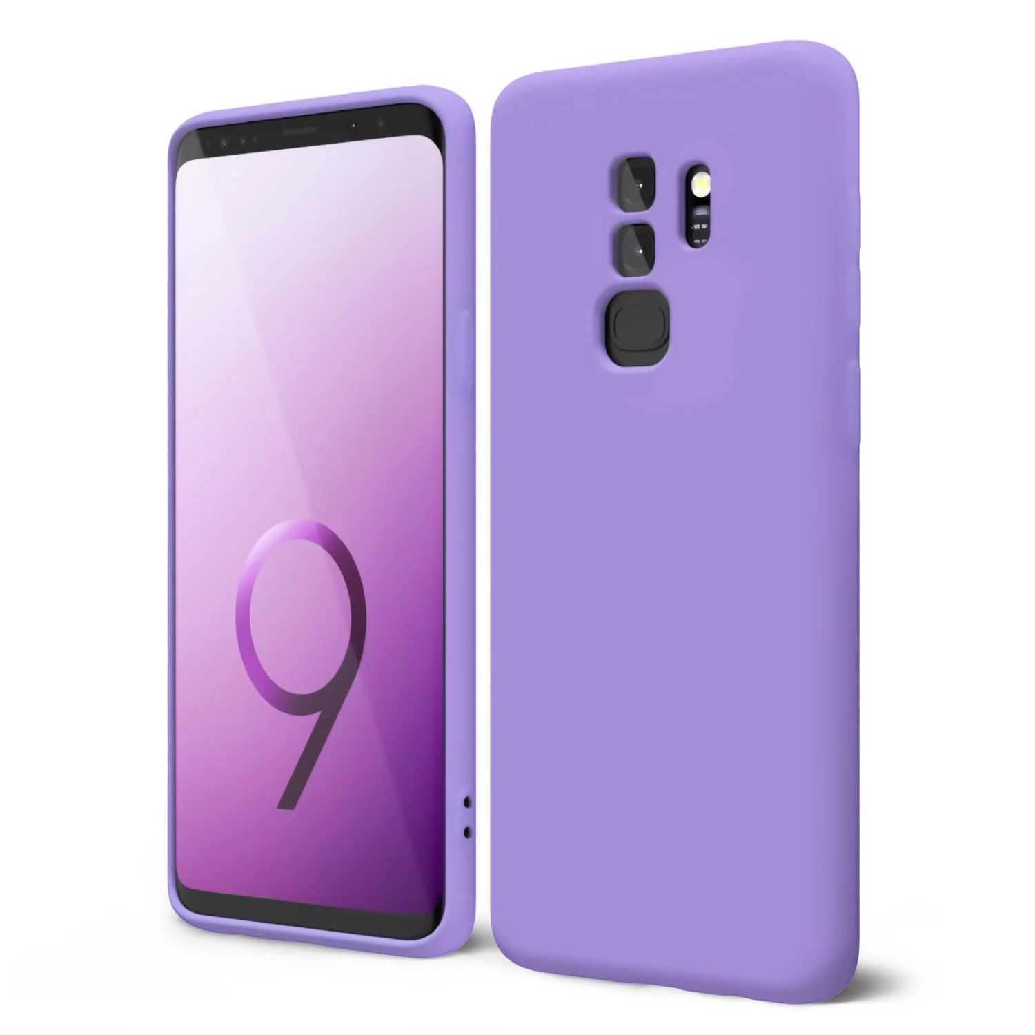 DL3 Mobilak Liquid Silicone Protective Case with Soft Microfiber Lining with Full Camera Protection for Samsung Galaxy S9 Plus - Light Purple