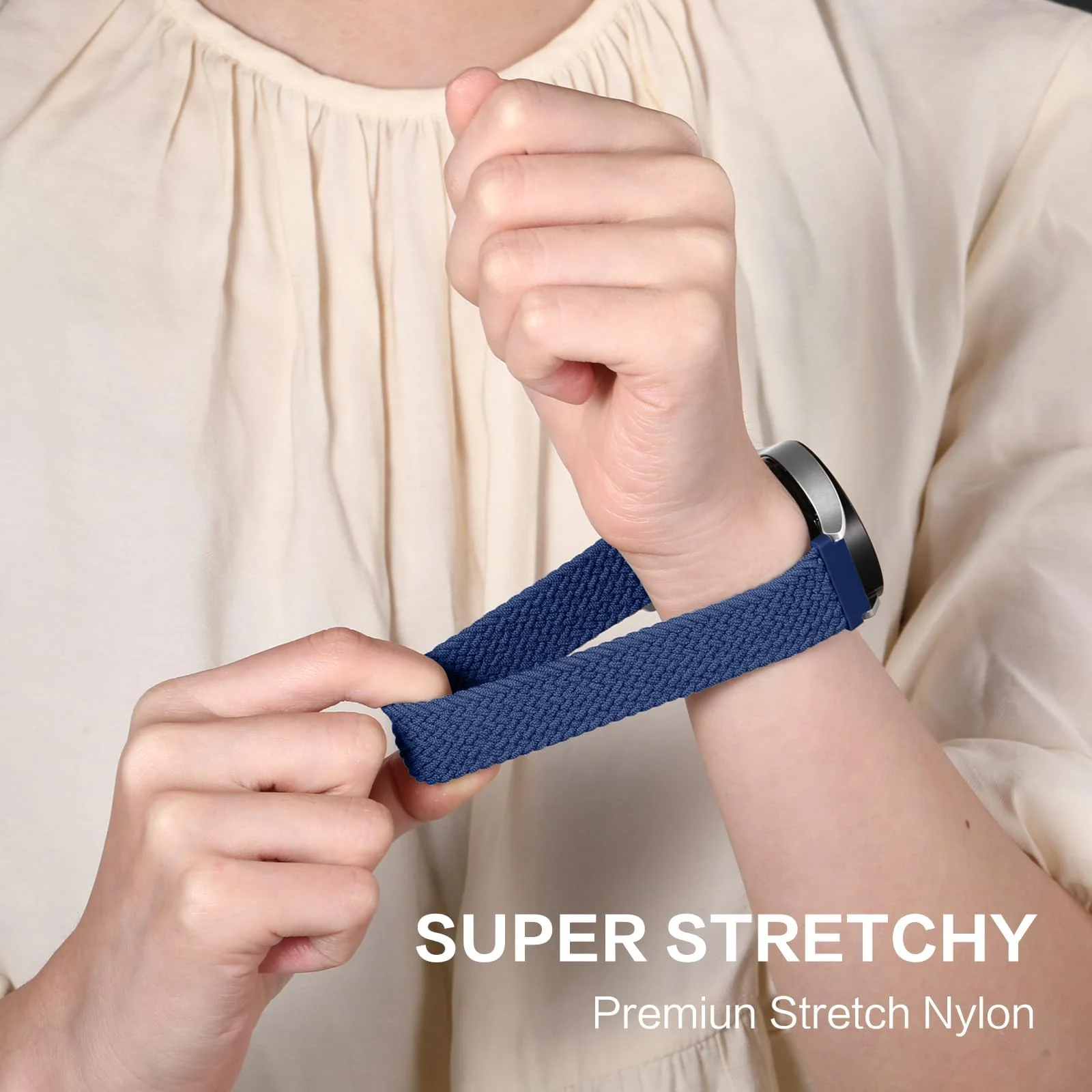 DL3 MOBILAK Band 20MM Nylon Braided Solo Loop Strap Compatible with Samsung Gear Sport/Watch 6/5/4 40mm 44mm/Watch 6 Classic 43mm 47mm/5 Pro 45mm/active 2 40mm 44mm (Small) - Blue