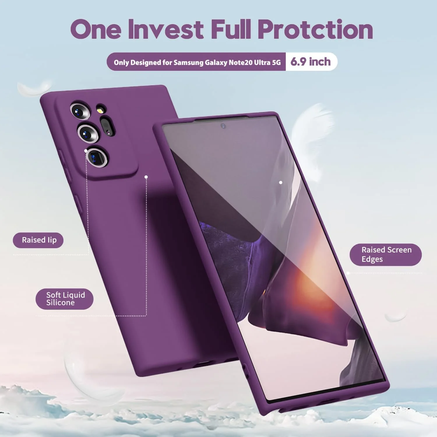 DL3 Mobilak Silicone Protective Case for Samsung Galaxy Note 20 Ultra, Shock-absorbing protection, Scratch-resistant surface, Soft microfiber lining - Violet
