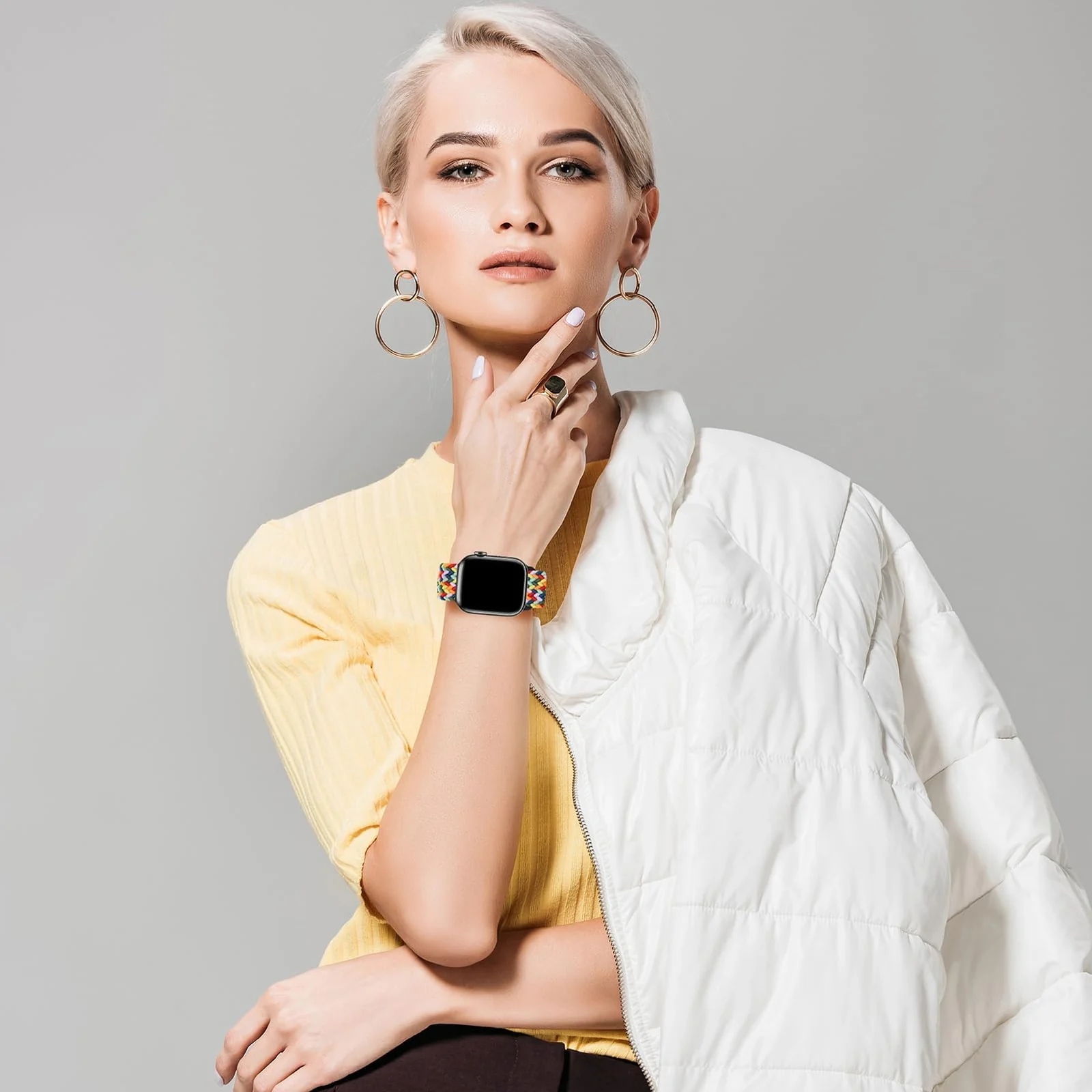 DL3 Mobilak Sport Solo Loop Compatible with Apple Watch Band 42mm 44mm 45mm 46mm 49mm for Women Men, Magnetic Strap Stretchy Braided Wristband for iWatch Series 11 10 9 8 7 6 5 4 3 Ultra 3 2 1 SE SE2 - Colorful