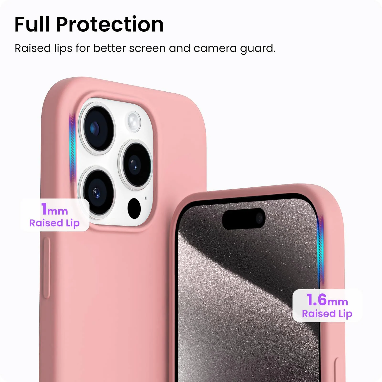 DL3 Mobilak Liquid Silicone Protective Case for iPhone 15 Pro Max with Camera Protection and Microfiber Lining - Pastel Pink