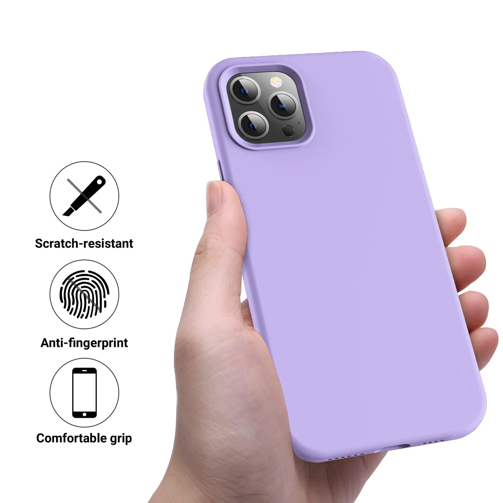 DL3 Mobilak Liquid Silicone Protective Case for iPhone 13 Pro Max (6.7 Inch) with Camera Protection and Microfiber Lining - Light Purple 2