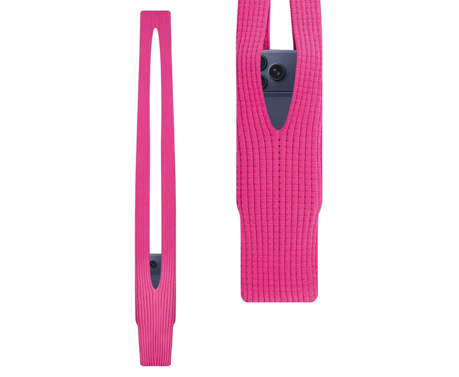 DL3 Mobilak Phone Pocket Lanyard Crossbody Strap 80cm, Universal Stretch Knit Mobile Holder Pouch, Hands-Free Shoulder Phone Bag for iPhone & All Smartphones, Lightweight Minimalist Design - Pink