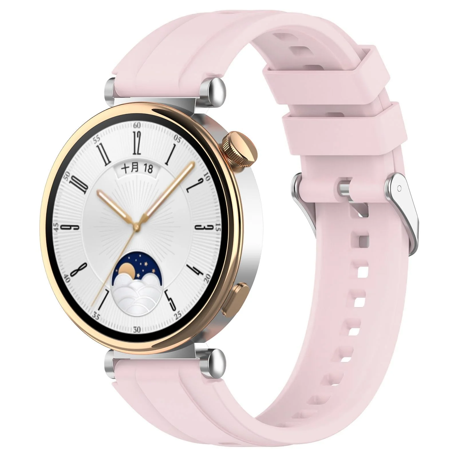 DL3 Mobilak Strap Compatible with Huawei Watch GT5 Pro 42mm / GT5 41mm / GT4 41mm / Garmin Venu 3S / Forerunner 265S / Fossil Women's Gen 6, 18mm Soft Silicone Replacement Bands - Pink