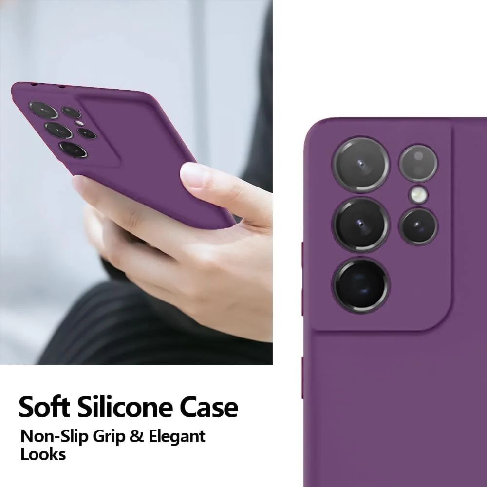 DL3 Mobilak Silicone Protective Case for Samsung Galaxy S21 Ultra 5G, Shock-absorbing protection, Scratch-resistant surface, Soft microfiber lining - Violet