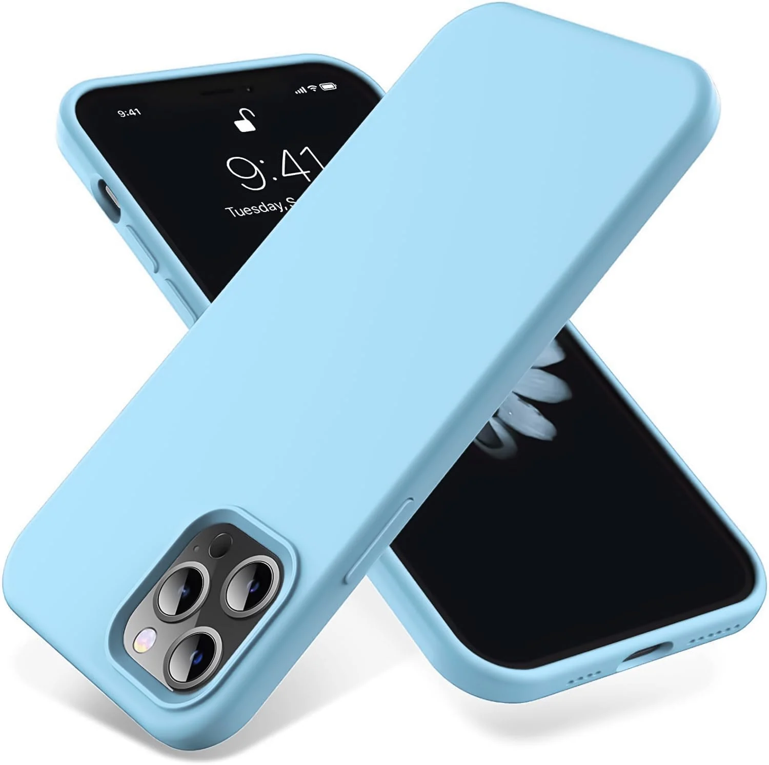 DL3 Mobilak Liquid Silicone Case for iPhone 12 Pro Max (6.7 Inch), Shock-absorbing protection, Scratch-resistant surface, Soft microfiber lining - Sky Blue .1