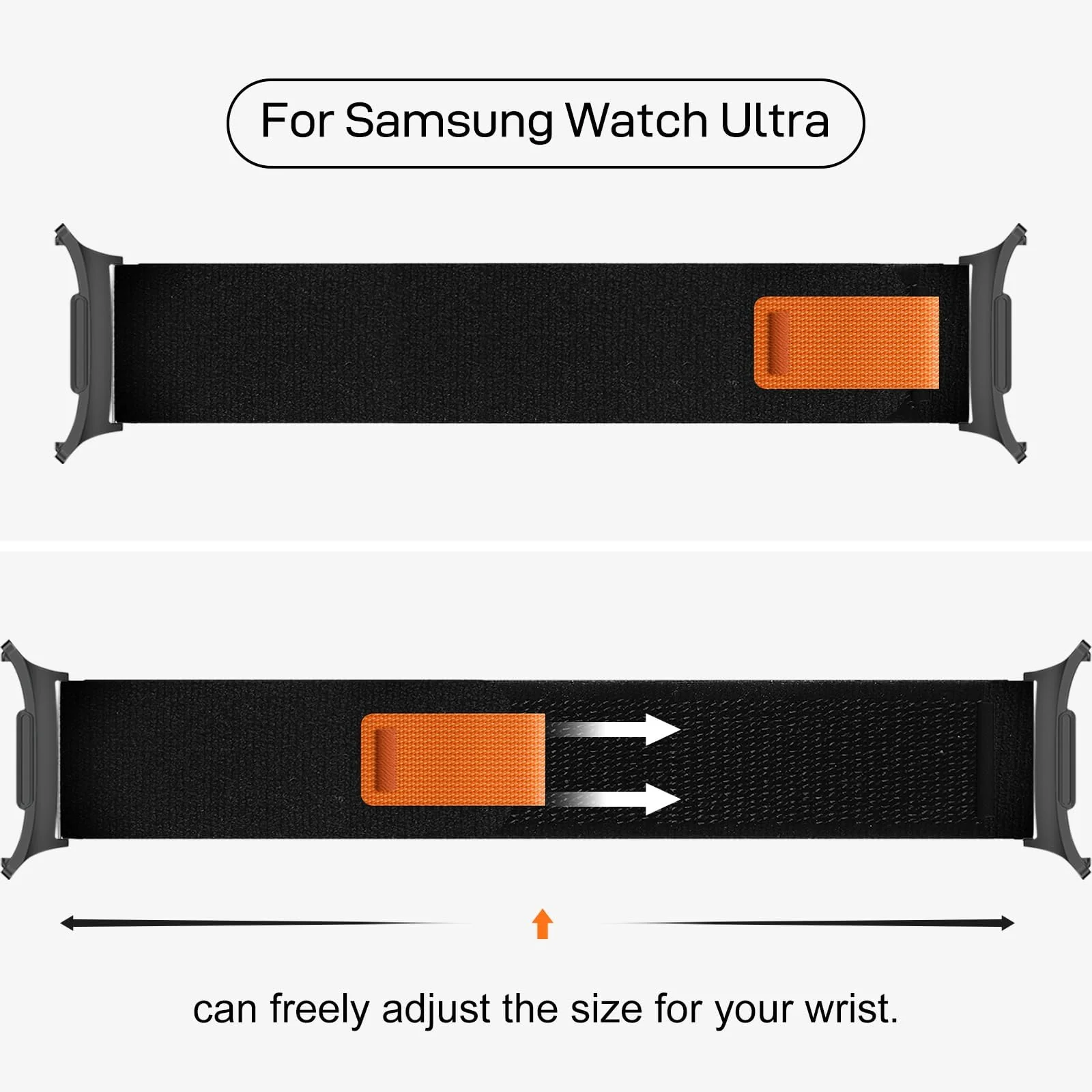 DL3 Mobilak For Samsung Galaxy Watch ultra Strap 47mm, One Click Trail Loop Strap for Men Women, Soft Nylon Sport Loop Elastic Replacement Wristband for Galaxy Watch 7 Ultra - Deep Black