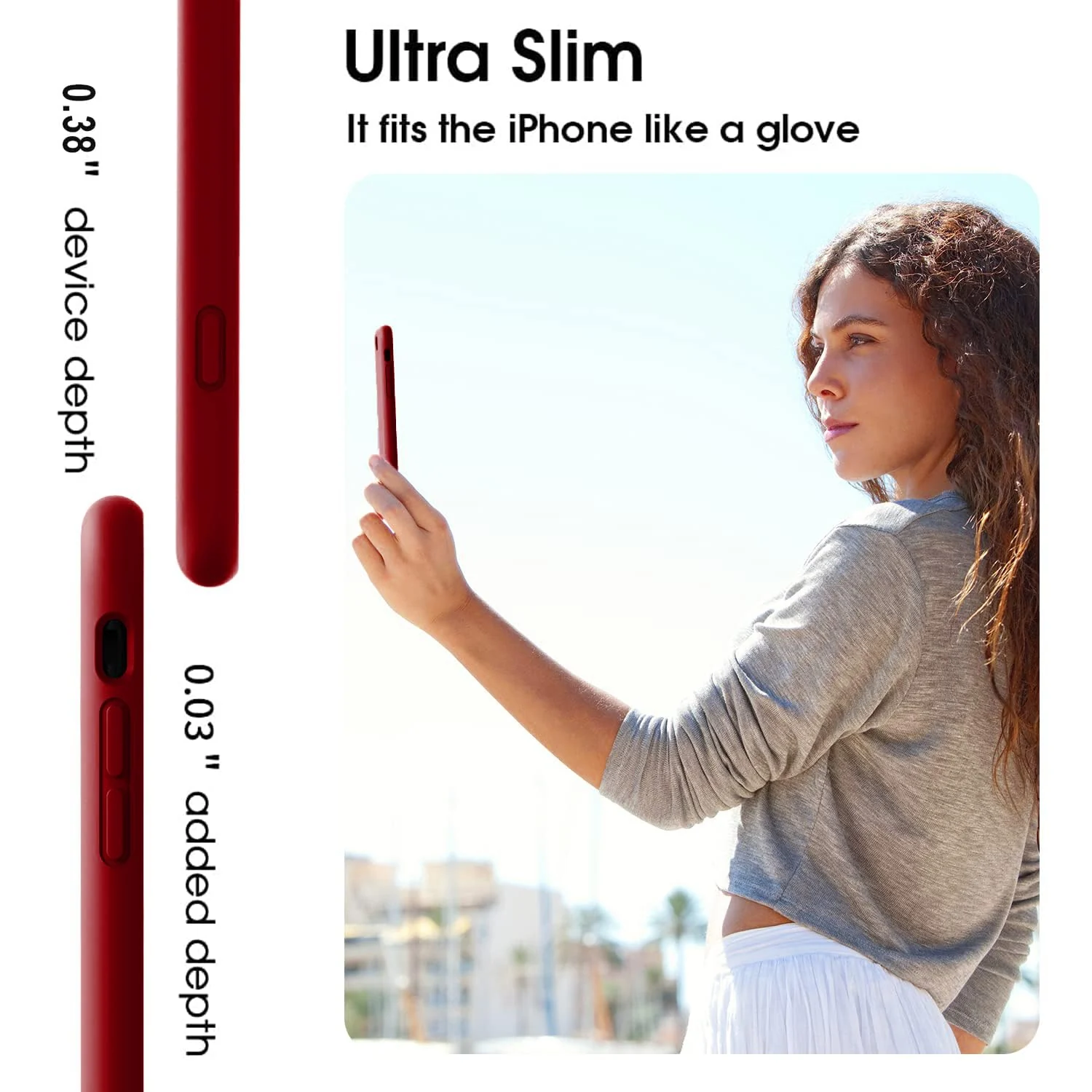 DL3 Mobilak Liquid Silicone Protective Case for iPhone 7 Plus / iPhone 8 Plus with Camera Protection and Microfiber Lining - Dark Red