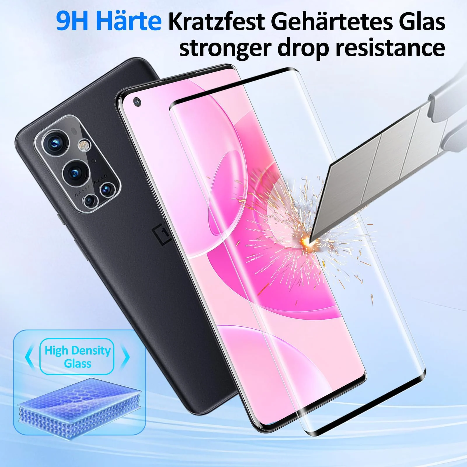 DL3 Mobilak Screen Protector for OnePlus 10 Pro/OnePlus 9 Pro, Tempered Glass Screen Saver Premium HD Protective, Scratch Resistant, NO-Bubble, 9H Hardness, Full Coverage Film - Clear