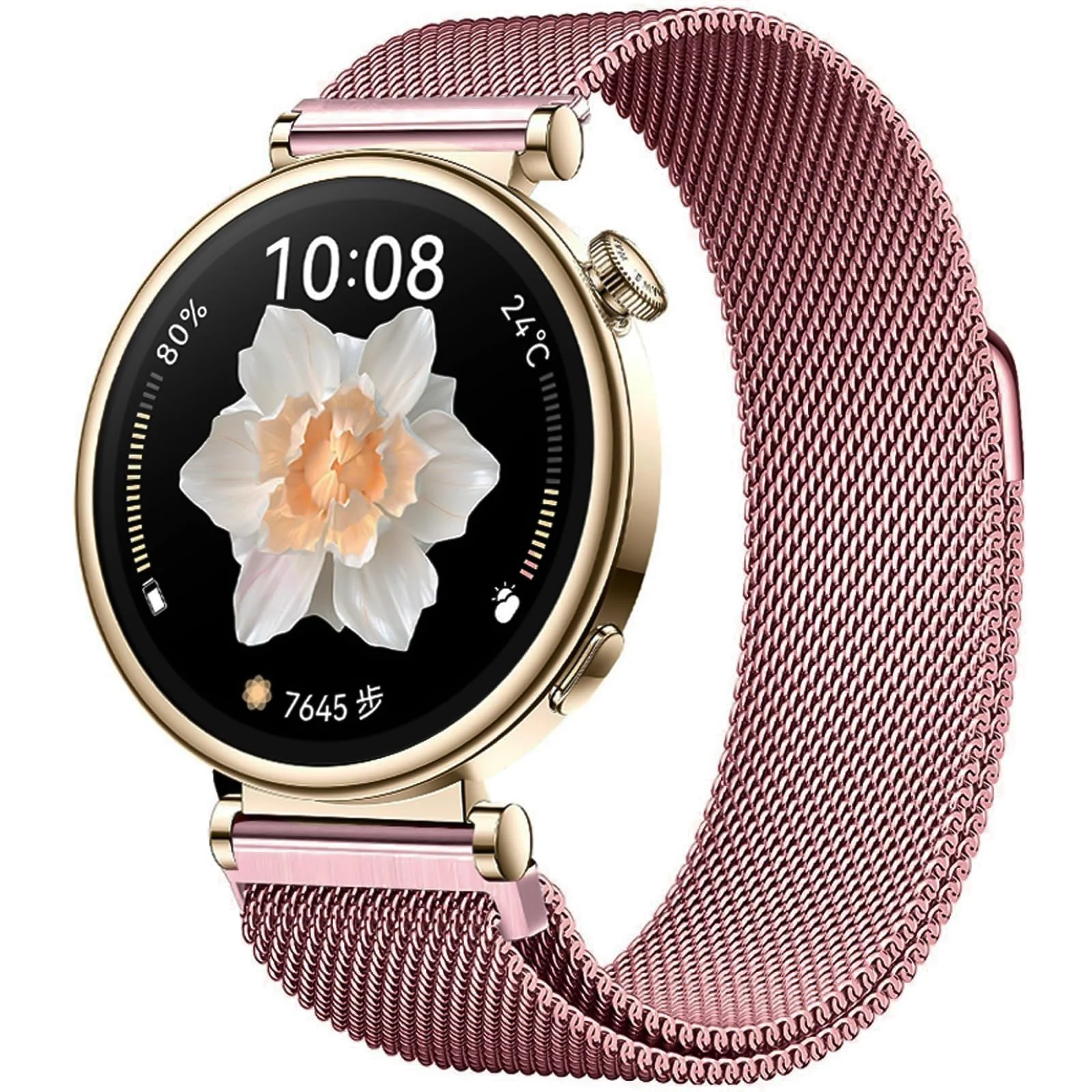 DL3 Mobilak Strap For Huawei Watch GT 6 41mm/Watch5 42mm/GT 5 Pro 42mm/GT 5 41mm/GT4 41 mm/Garmin Venu 3S/Fossil Women's Gen 6, 18mm Stainless steel Metal Milanese Magnetic Mesh Bands - Pink