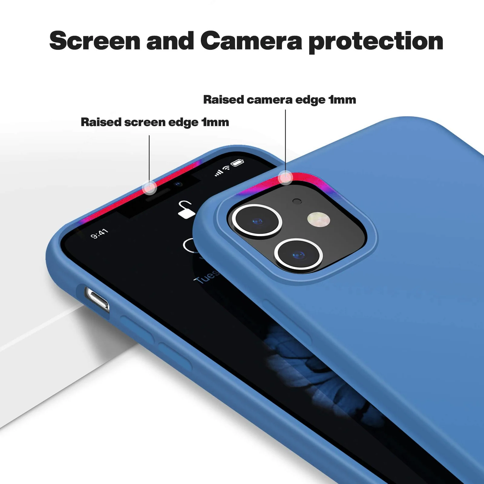 DL3 Mobilak Liquid Silicone Case for iPhone 12 / 12 Pro (6.1 Inch), Shock-absorbing protection, Scratch-resistant surface, Soft microfiber lining - Light Blue