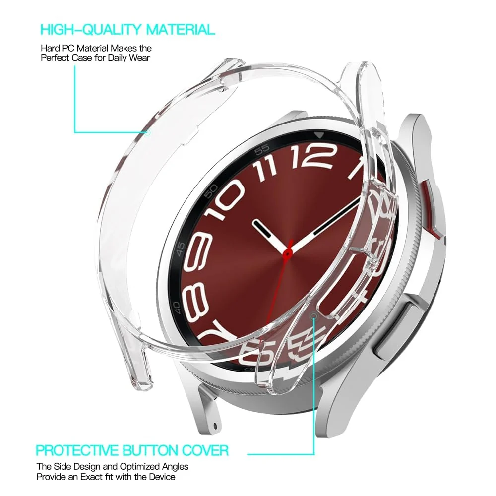 DL3 Mobilak Compatible with Samsung Galaxy Watch 6 Classic 47mm Protective Case - PC Protective Case Cover Shell [NO Screen Film] Compatible with Samsung Galaxy Watch 6 Classic 47mm - Clear