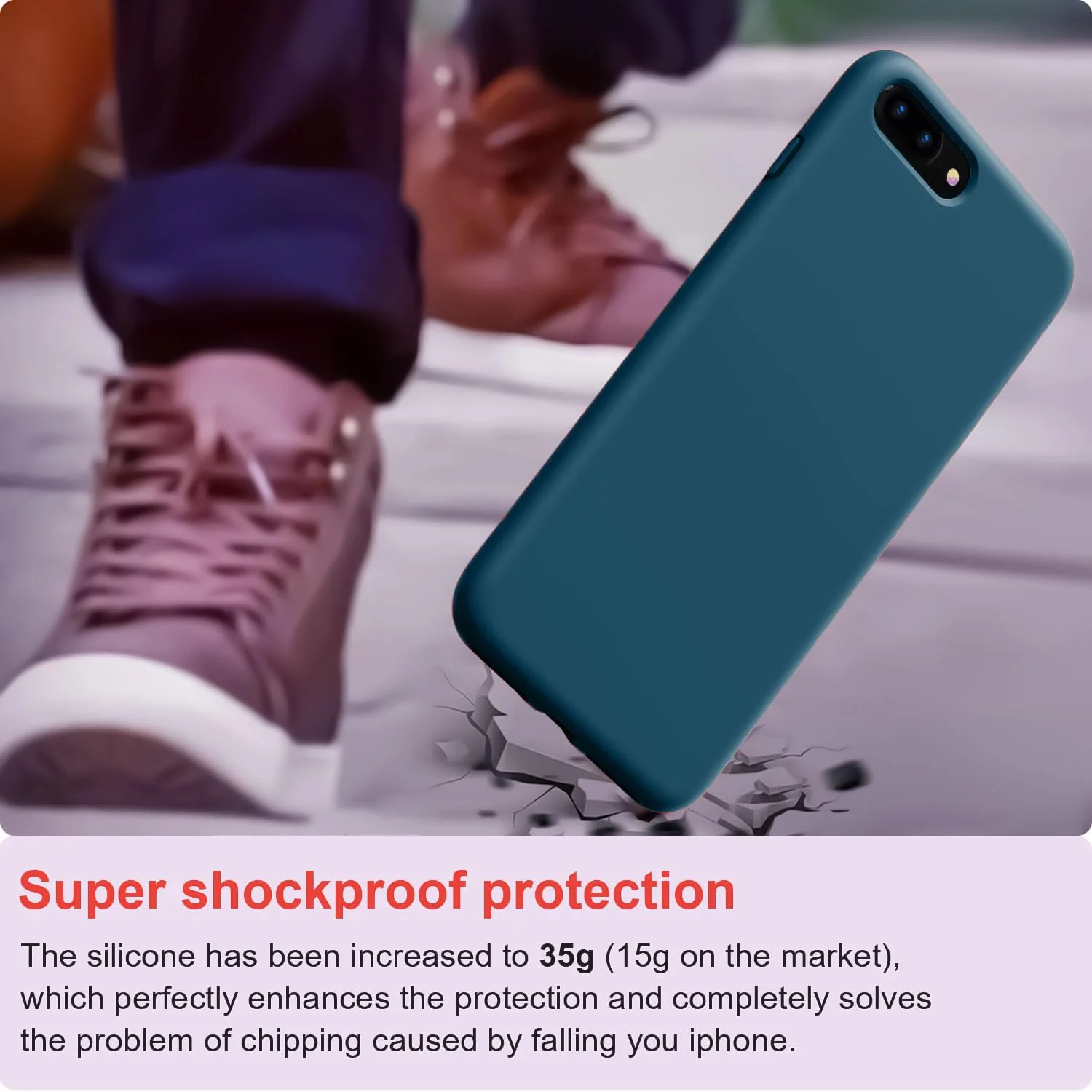 DL3 Mobilak Liquid Silicone Case for iPhone 6 Plus / 6S Plus, Shock-absorbing protection, Scratch-resistant surface, Soft microfiber lining - Storm Blue
