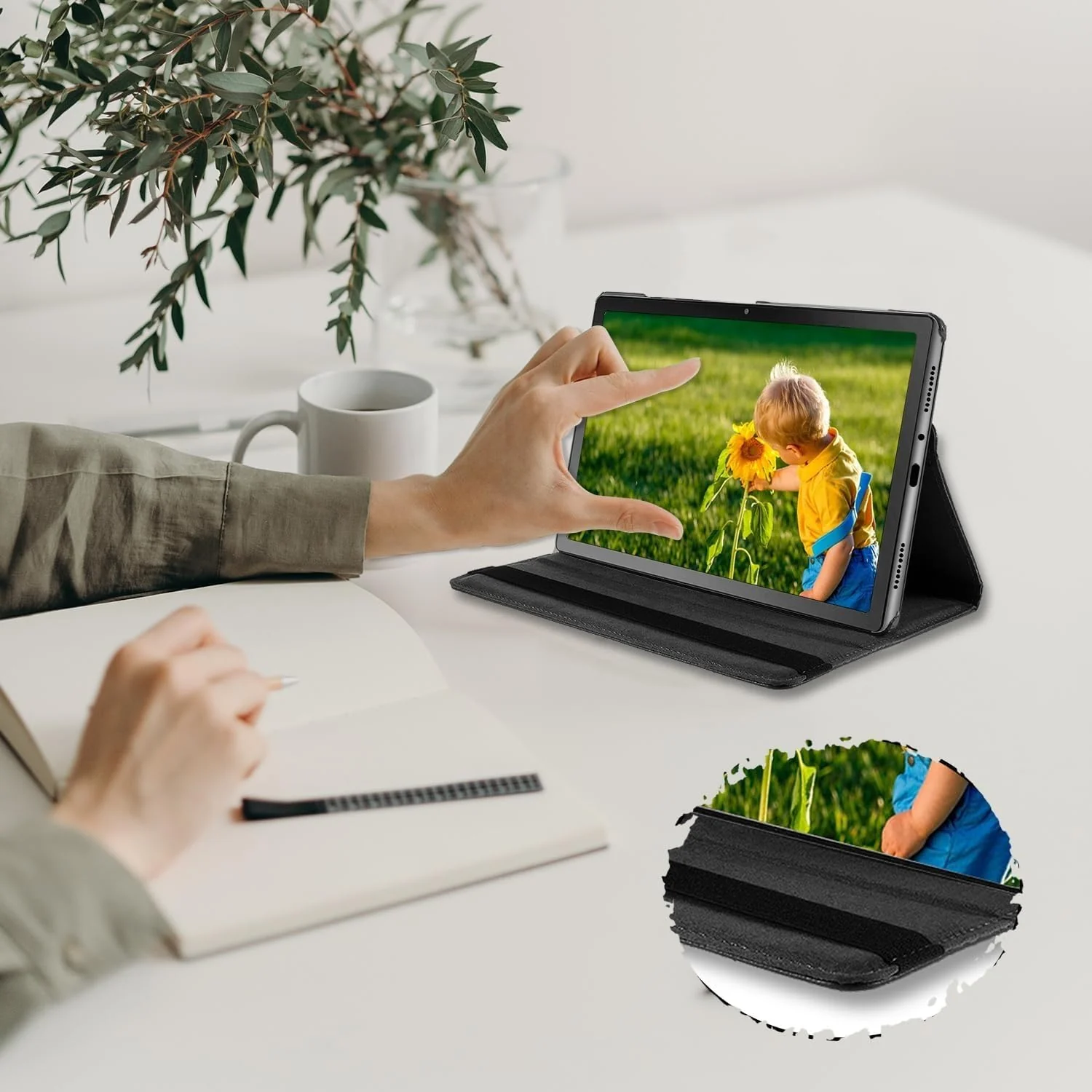 DL3 Mobilak Protective Cover for Xiaomi Redmi Pad 2 2025 11 inch, 360° Rotatable Smart Stand, Leather Folio Flip Cover with Multi-Angle Viewing, Auto Wake Sleep - Black