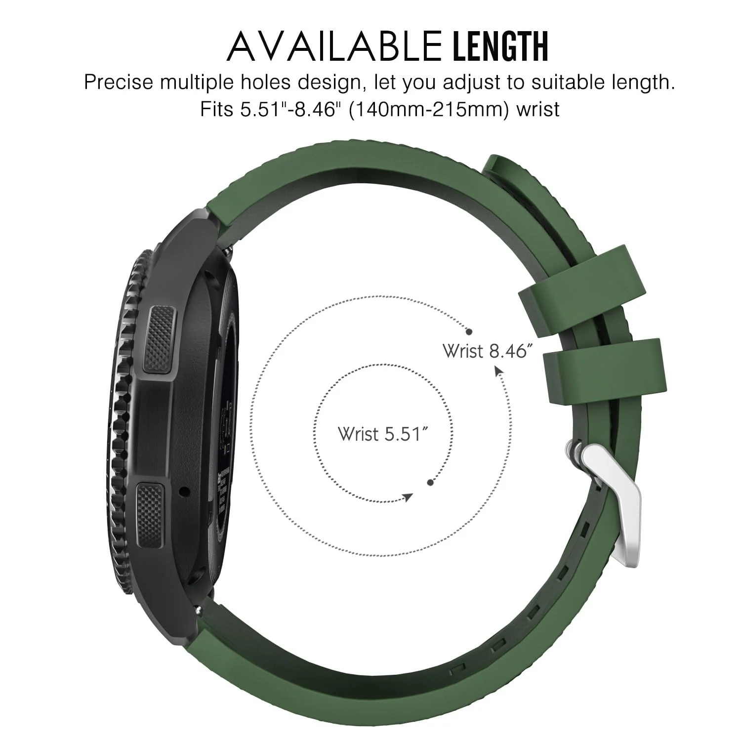DL3 Mobilak Silicone Sport Band 22MM Xiaomi Redmi Watch 5 Active/5 Lite/Samsung Galaxy Watch 46mm/Watch 3 45mm/Gear S3/Huawei watch (GT6 GT5 GT4 GT3 GT2 GT 46MM)/GT2E/GT5 Pro/GT 6 Pro/Amazfit GTR 3/4 - Army Green