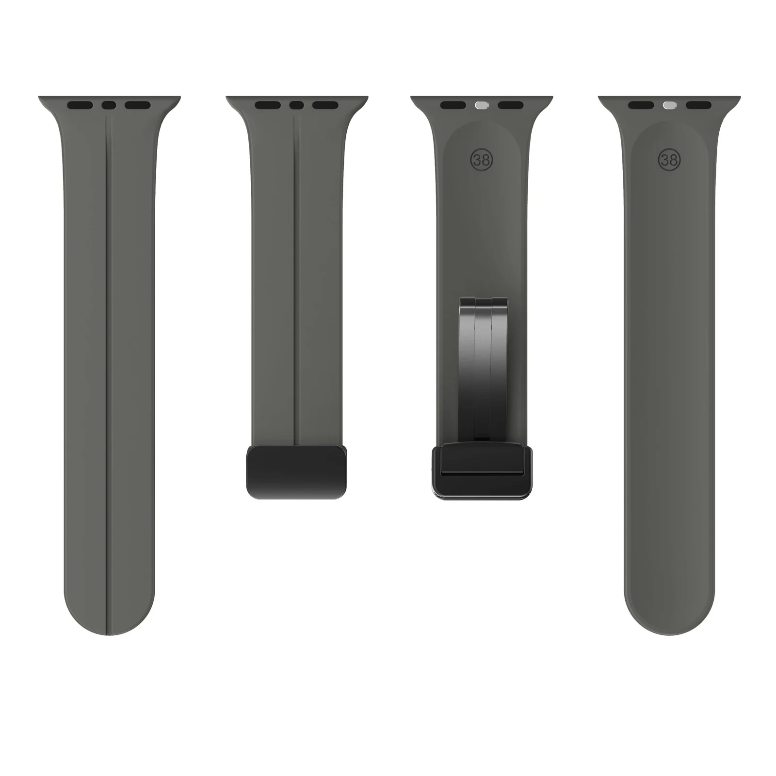 DL3 Mobilak Silicone Magnetic Band with Case For Apple Watch Ultra 49mm, Soft Sport Silicone Replacement Wristband Strap with Protective Bumper Cover for Apple Watch Ultra 2 Ultra 49mm - Space Gray