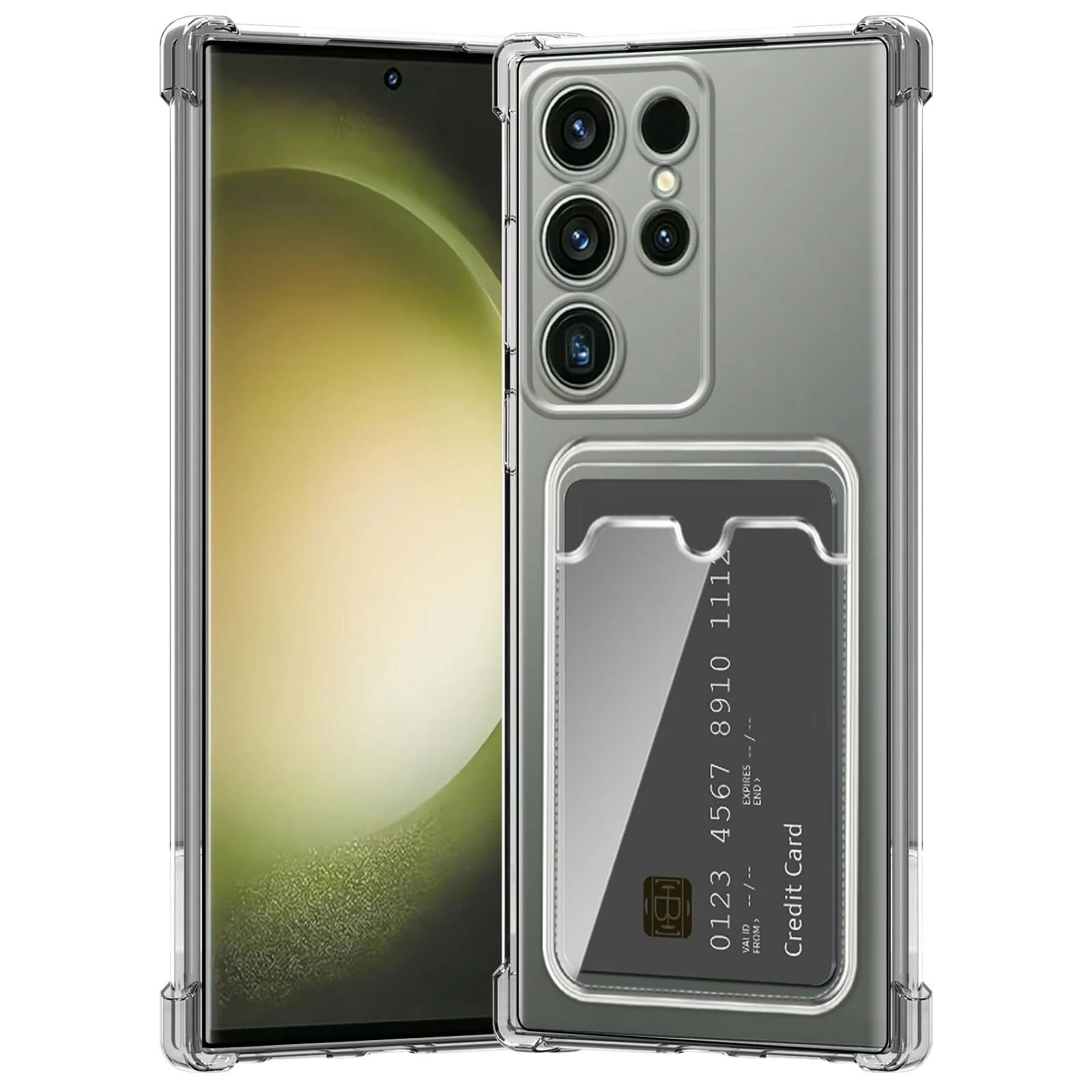 DL3 Mobilak Clear TPU Wallet Case with Card Slot and Camera Protection for Samsung Galaxy S24 Ultra 5G - Clear
