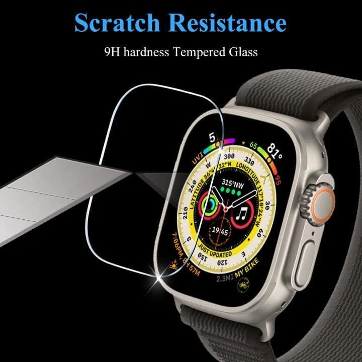 DL3 Mobilak Compatible With Apple Watch Ultra 2 / Ultra Screen Protector 49mm Tempered Glass, Waterproof Screen Protector for Apple Watch Ultra 2 Accessories, HD 9H Hardness Anti- Scratch Film - Clear