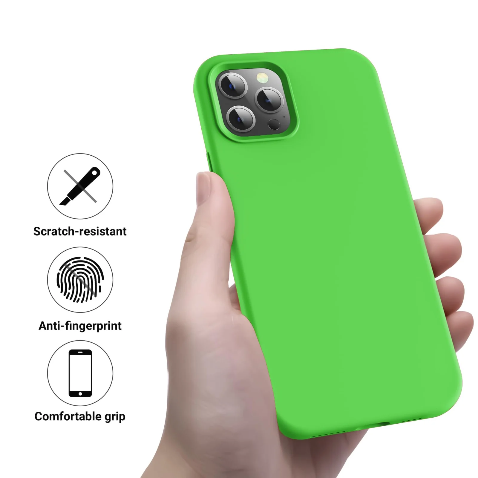 DL3 Mobilak Compatible with iPhone 11 Pro Max (6.5 Inch) Case, Liquid Silicone Case, Full Body Protective Cover, Shockproof, Slim Phone Case, Anti-Scratch Soft Microfiber Lining - Neon Green