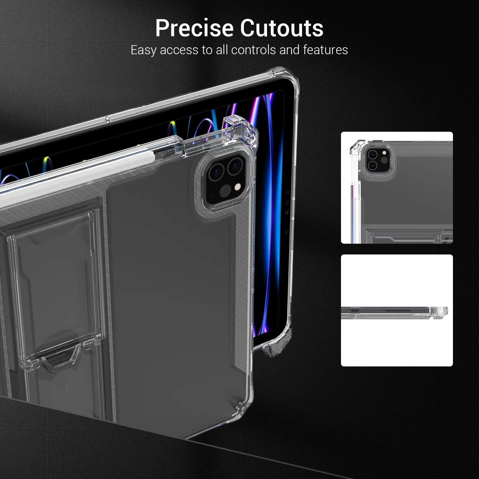 DL3 Mobilak Transparent Case for iPad Pro 11-Inch, 2022/2021/2020/2018 Model (4th/3rd/2nd/1st Generation) Shockproof, Slim Lightweight Anti-Yellowing Bumper, Kickstand Cover, with Pencil Holder - Clear