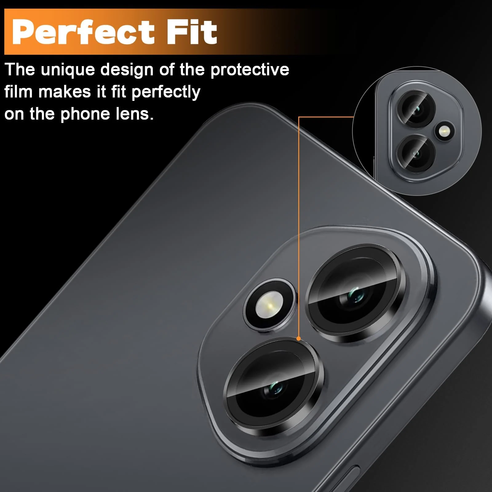 DL3 Mobilak Camera Lens Protector for Honor 400 5G Accessories, 9H Tempered Glass Metal Individual Ring Camera Cover Screen Protector, Case Friendly, Anti Scratch - Black