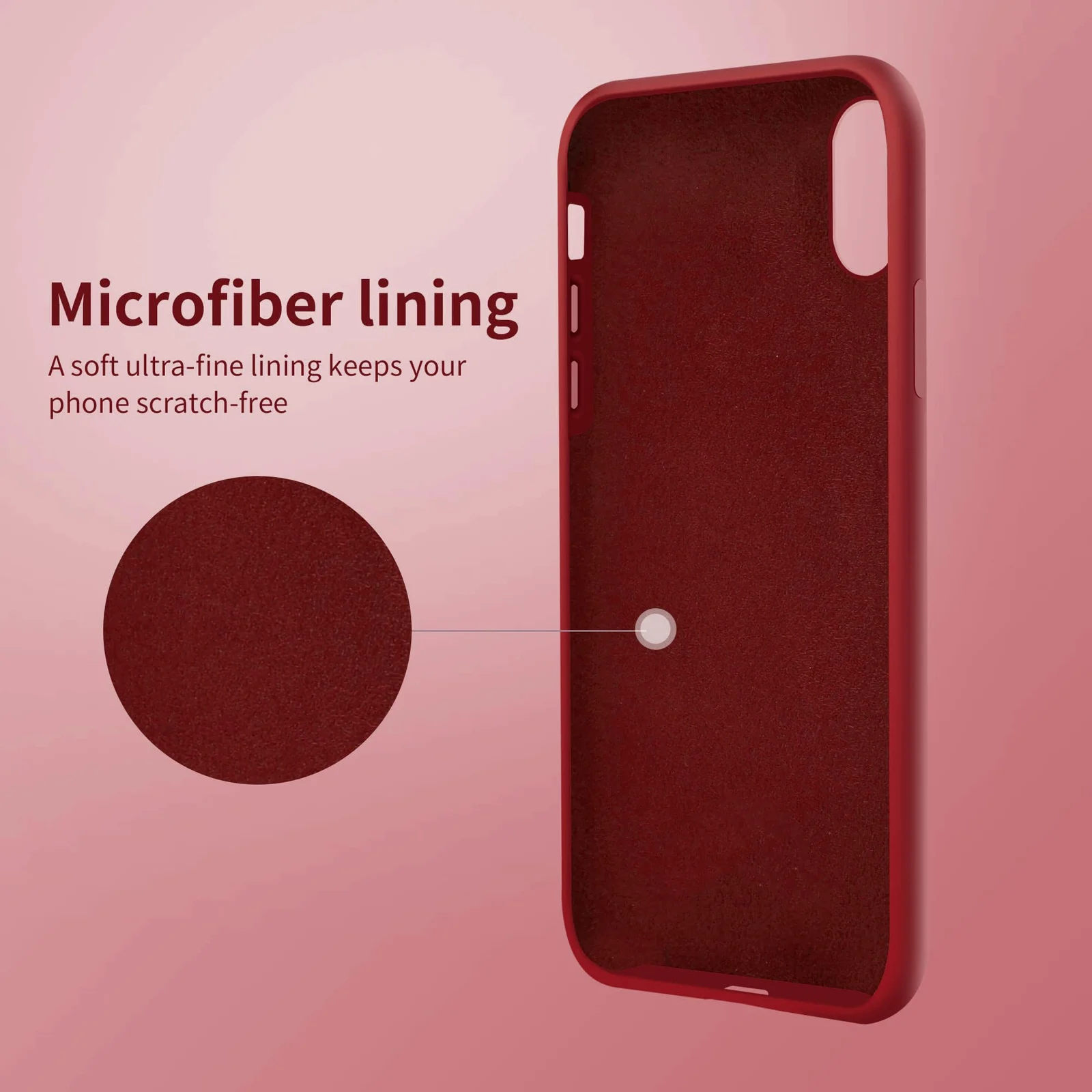 DL3 Mobilak Compatible with iPhone X/iPhone XS Case, Liquid Silicone Case, Full Body Protective Cover, Shockproof, Slim Phone Case, Anti-Scratch Soft Microfiber Lining - Dark Red