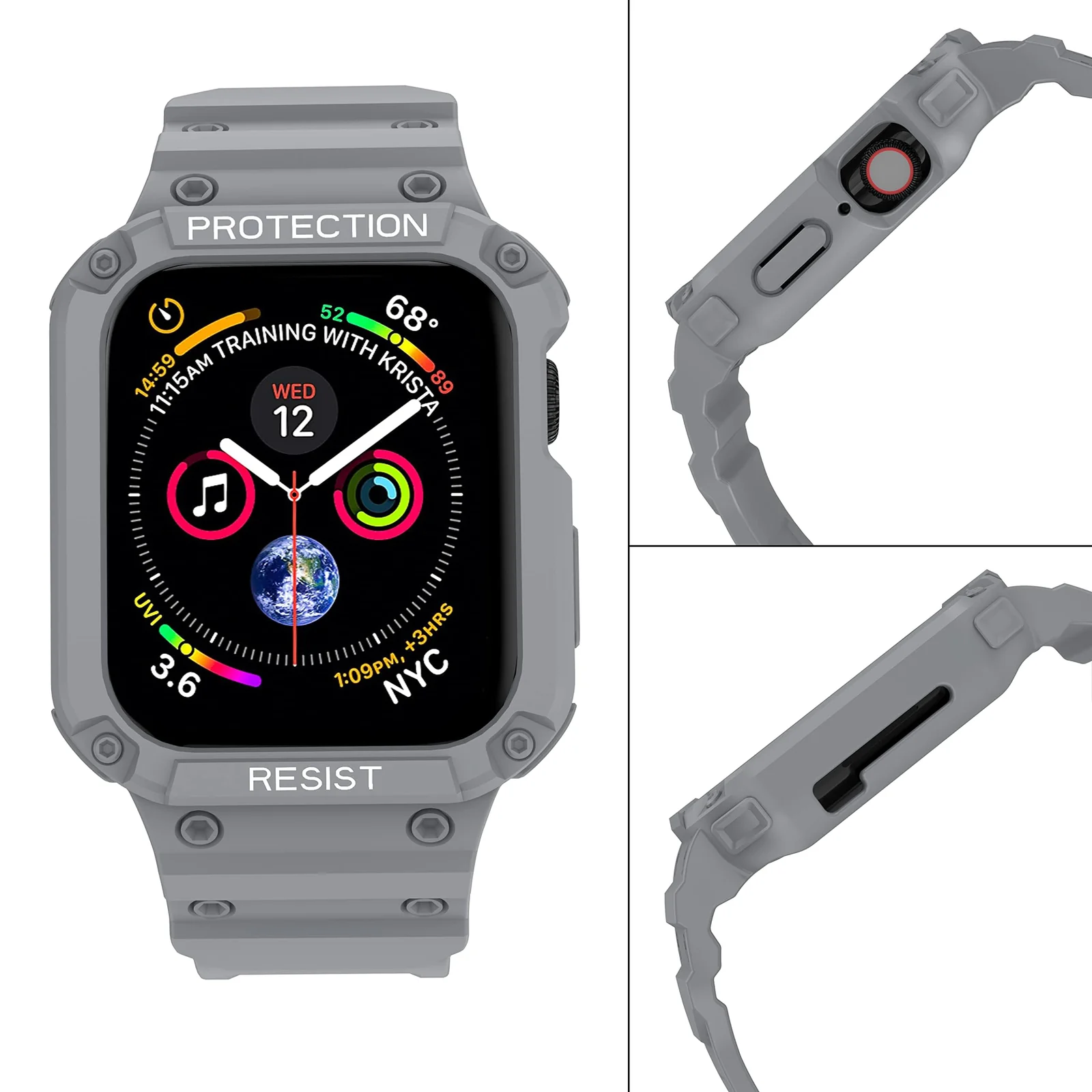 DL3 Mobilak Compatible With Apple Watch Band Ultra 2/1 49mm with Bumper Case, Rugged Men Bands for iWatch Ultra 2 / Ultra 49 mm, Sport Military Protector Drop-proof Shockproof - Gray