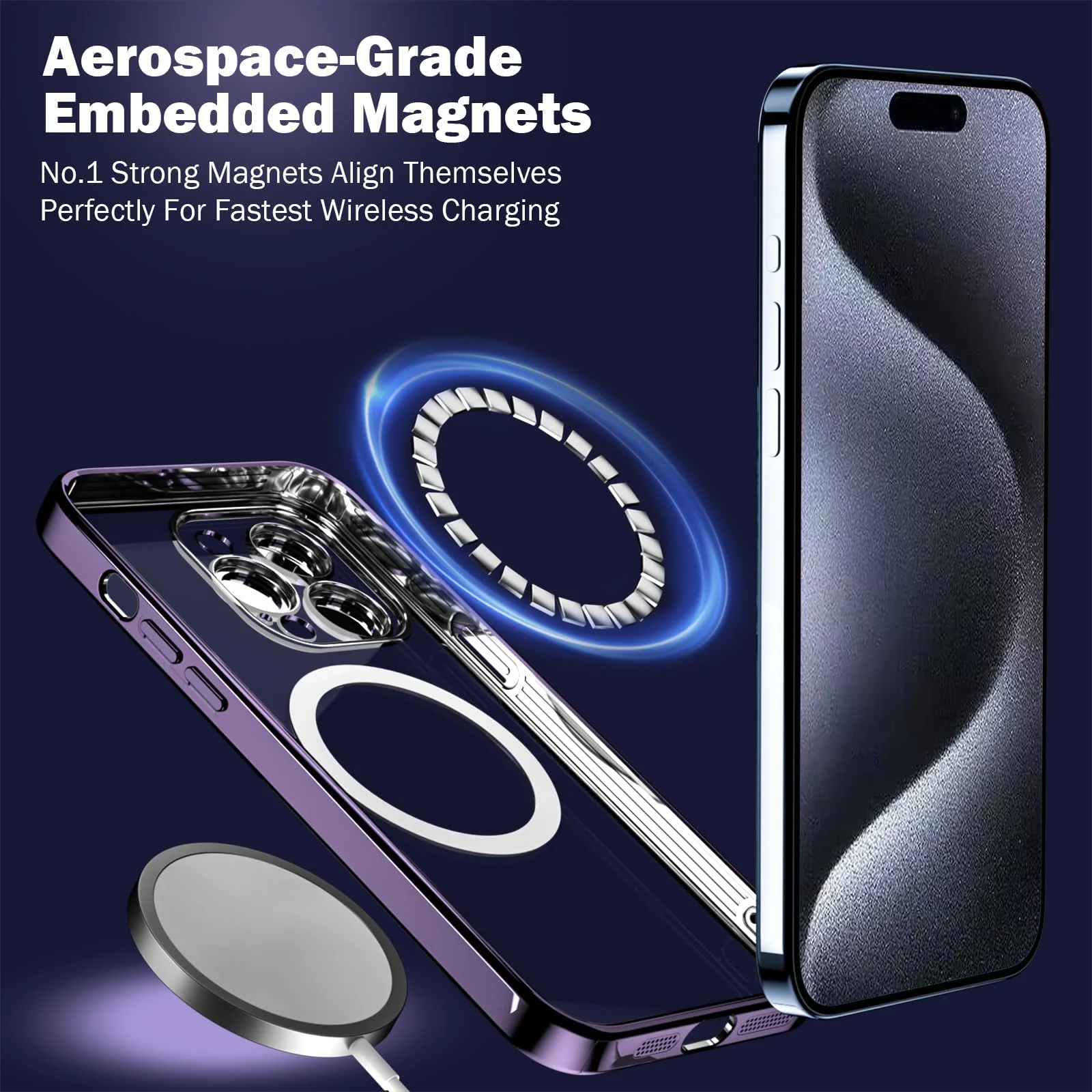 DL3 Mobilak Clear TPU Case with Electroplated Edges for iPhone 12 Pro with Camera Protection and Shockproof Design - Deep Purple