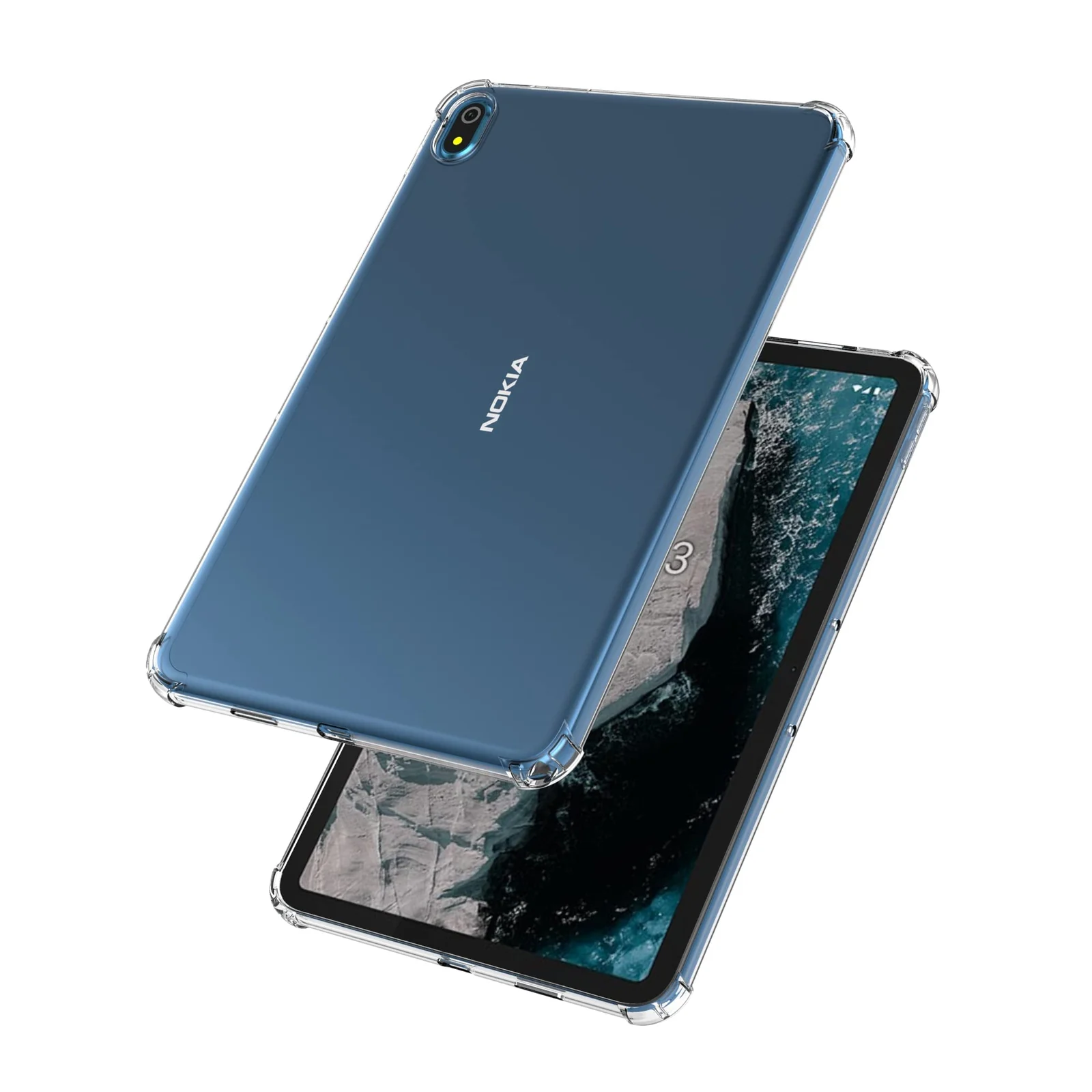 "DL3 Mobilak Silicone Tablet Case for Nokia T20 10.4"", Shock-absorbing protection - Case Clear With Glass Screen" - Clear