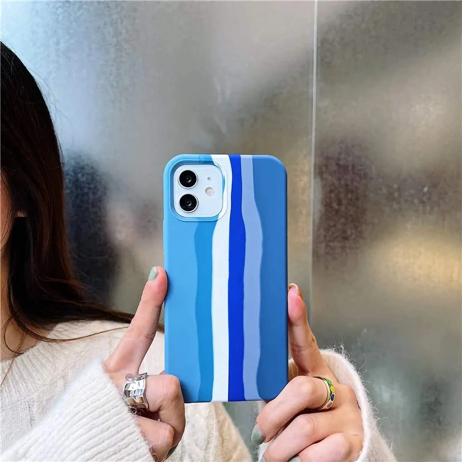 DL3 Mobilak Liquid Silicone Protective Case for iPhone 14 (6.1 Inch) with Camera Protection and Microfiber Lining - Multicolor 3