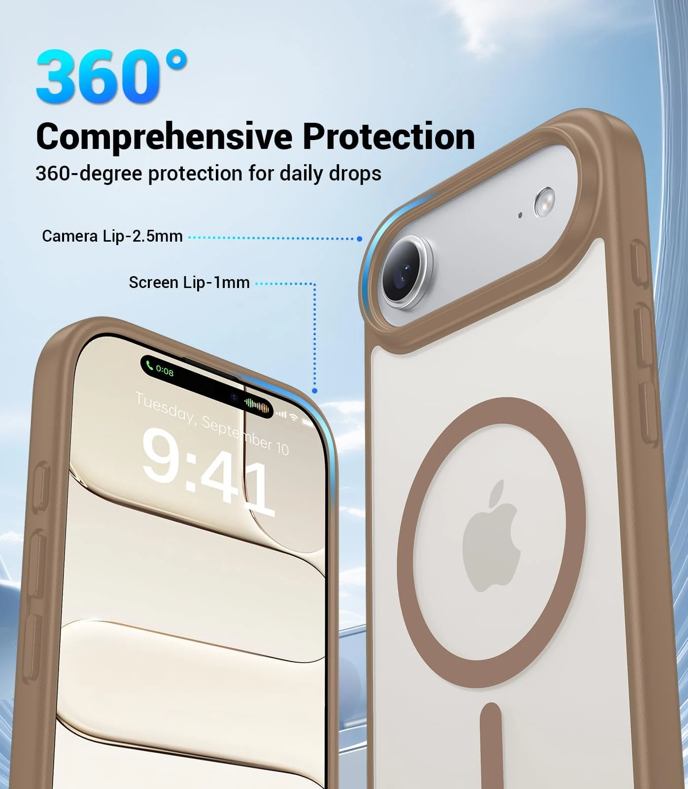 DL3 Mobilak Clear MagSafe-Compatible Magnetic Case for iPhone Air with Military-Grade Protection - Desert