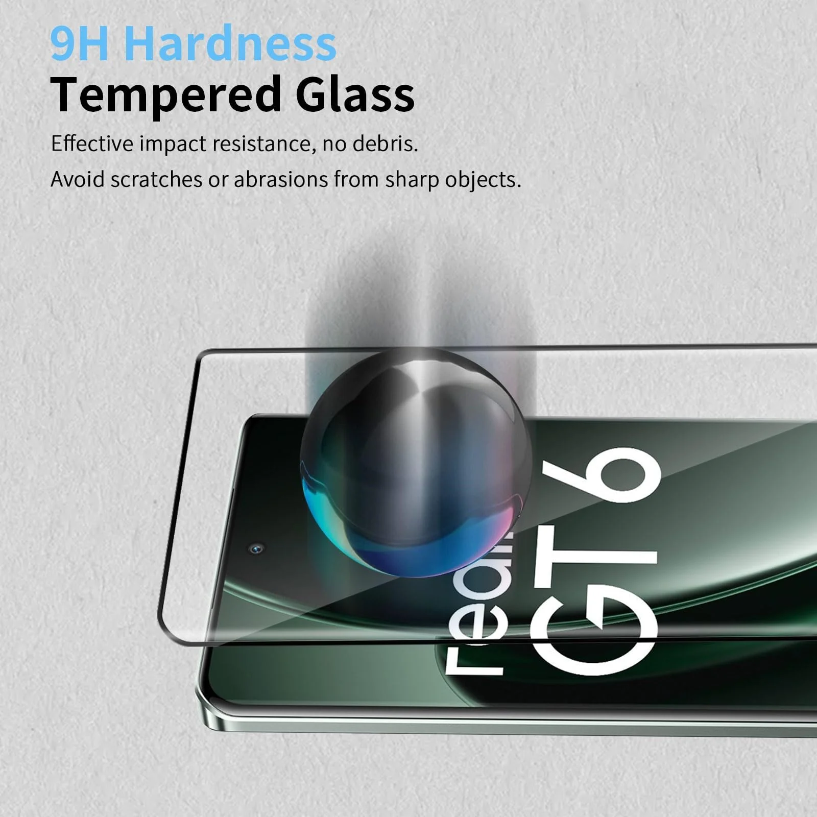 DL3 Mobilak Screen Protector for realme GT 6/realme GT 6T, Tempered Glass Screen Saver Premium HD Protective, Scratch Resistant, NO-Bubble, 9H Hardness, Full Coverage Film - Clear