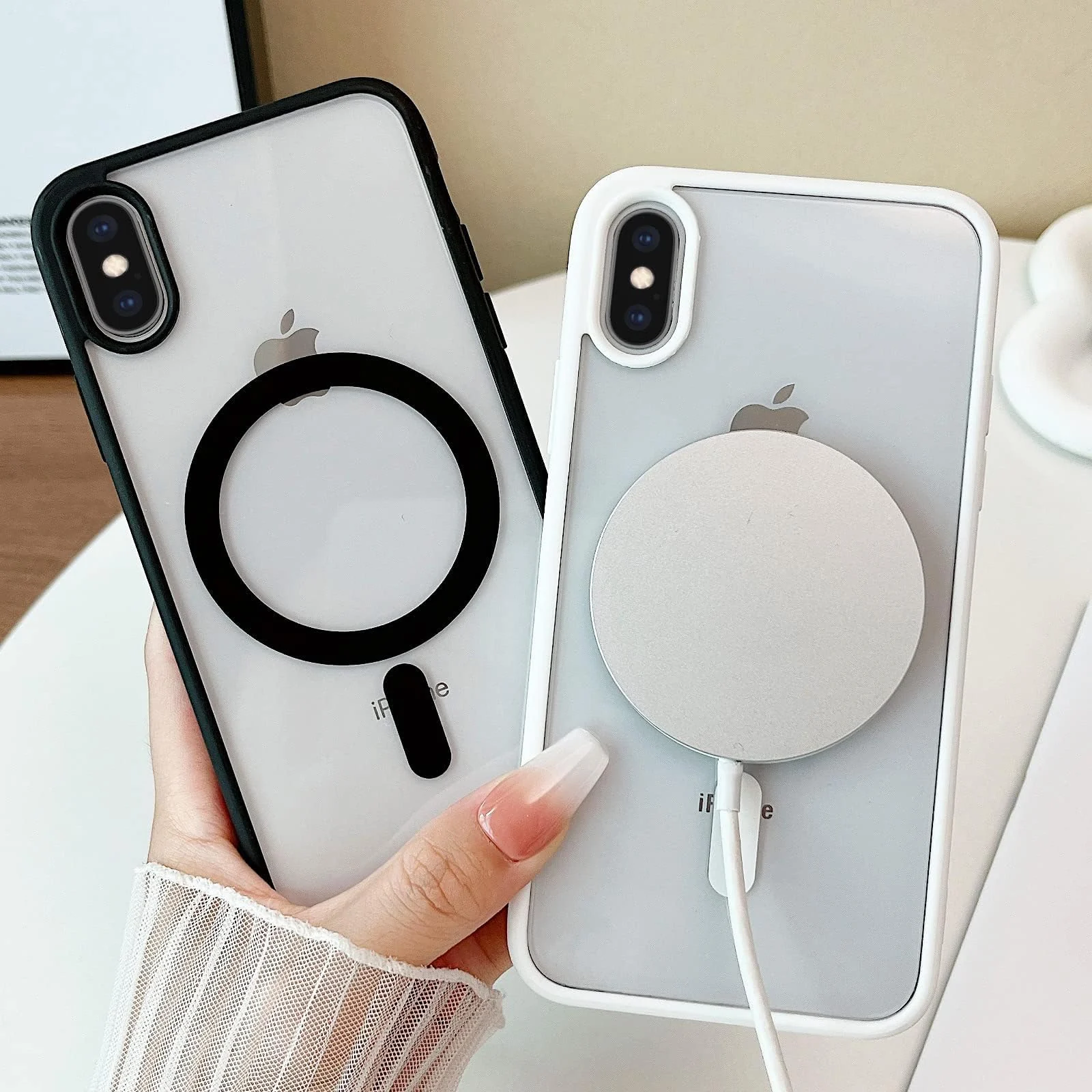 DL3 Mobilak Case Magnetic Crystal Clear for iPhone XS Max Case MagSafe [Not Yellowing] [Military Protection] [No.1 Strong Magnets] Slim Phone Case Thin Cover - White