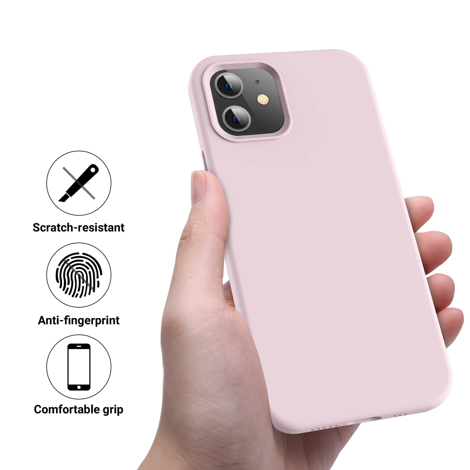 DL3 Mobilak Liquid Silicone Protective Case with Soft Microfiber Lining for iPhone 11 (6.1 Inch) - Ice Pink